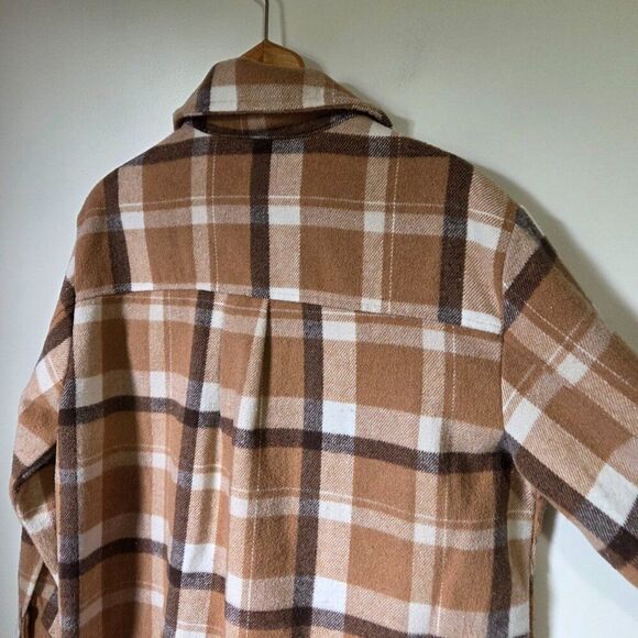 EUC TIME AND TRU PLAID BROWN MIX LONG SHACKET HEAVY SIZE M 8-10 - Picture 8 of 16